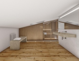 Render sauna realizzata in mansarda