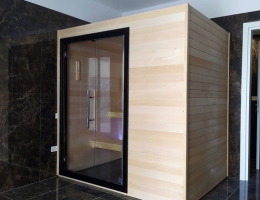 sauna su misura con telaio porta color nero